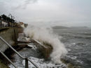 Storm on the new sea wall Lyme Regis